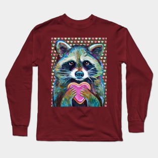 VALENTINE'S DAY CUTE RACCOON by Robert Phelps Long Sleeve T-Shirt